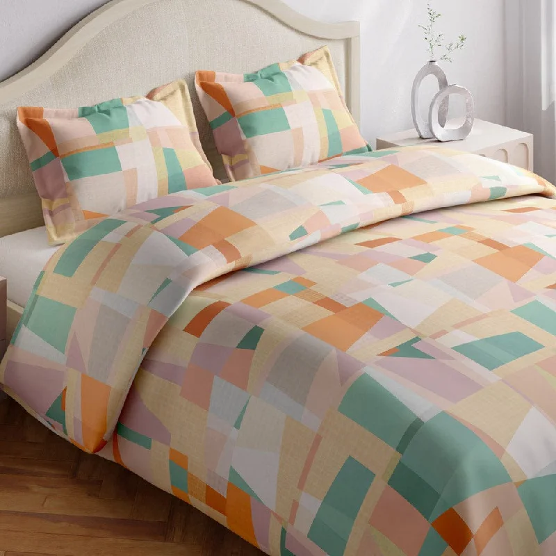 Pastel Geometric 100% Cotton King Bedsheet, 144 TC