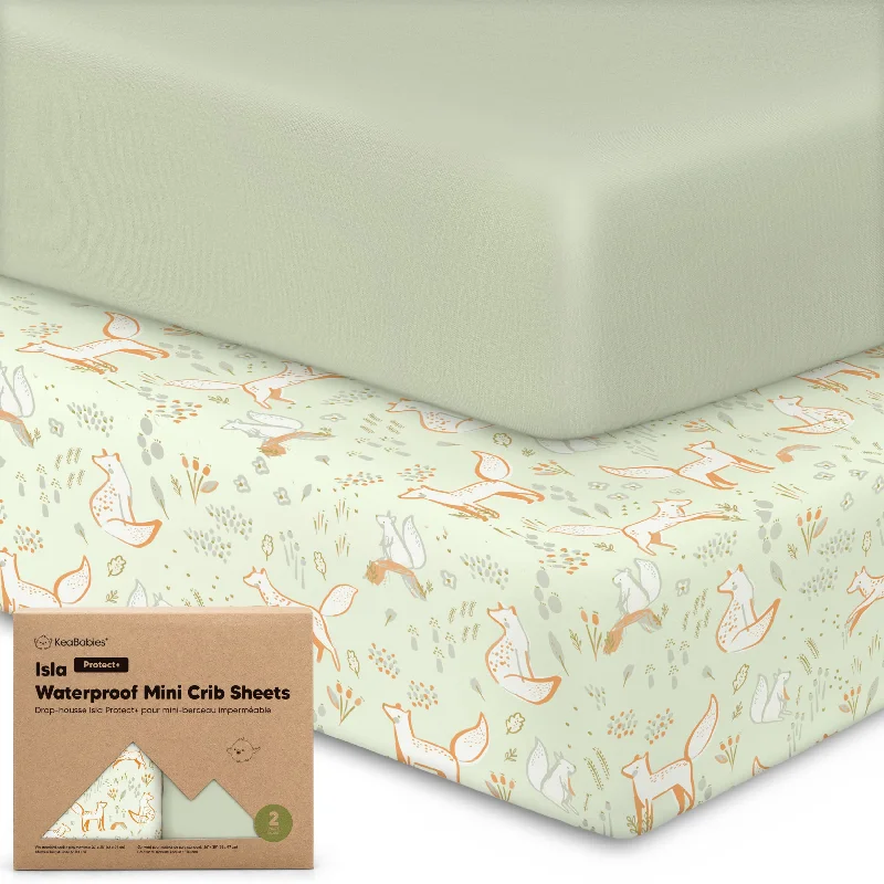 2-Pack Isla [Protect+] Waterproof Mini Crib Sheets (Foxtrot)