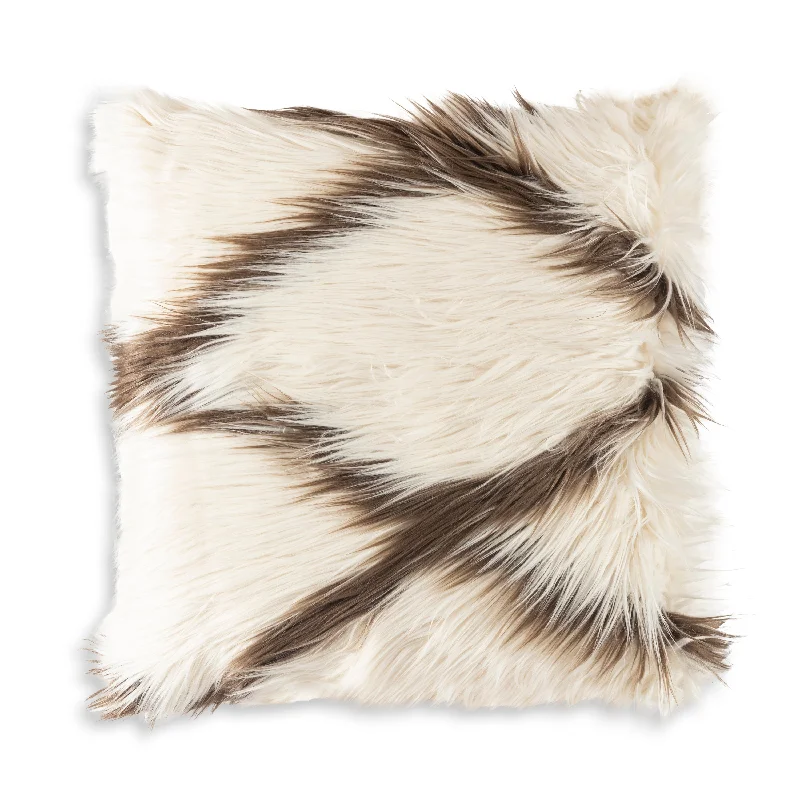 Alaska Ivory Brown Fur Pillow