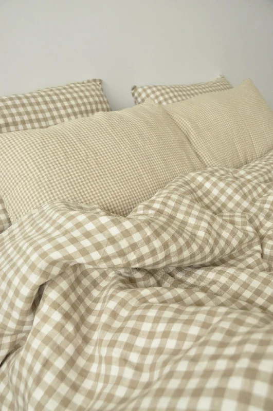 Undyed gingham duvet cover