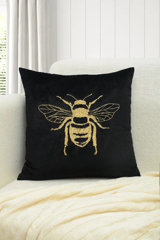 Black and Gold Bee Pillow