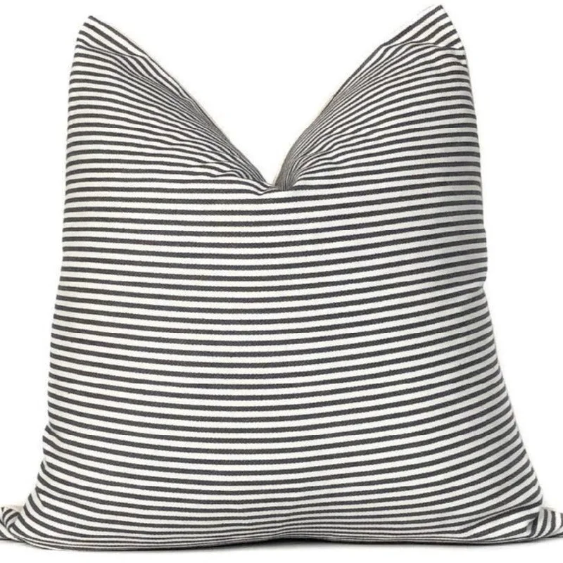 Black and White Ticking Stripe Pillow Cover