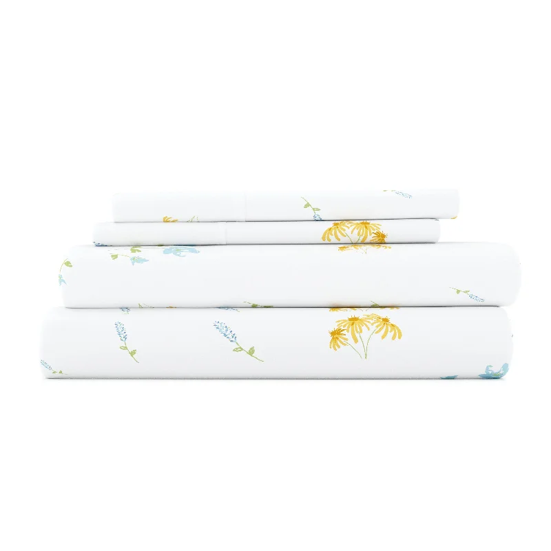 Bluebirds Pattern 4-Piece Sheet Set