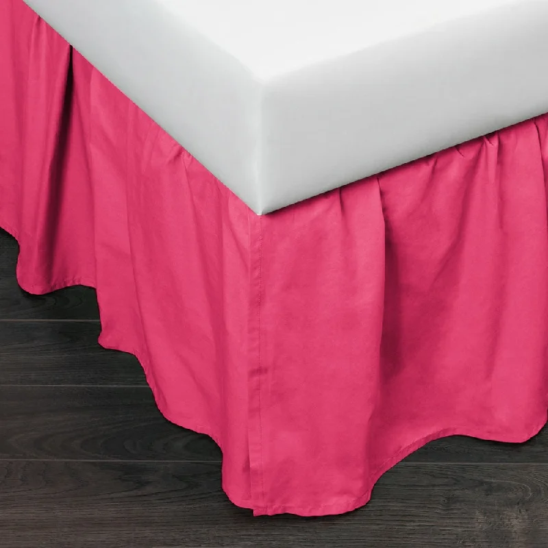 Brighton Hot Pink Cotton 24-inch Drop 3 Piece Tuck in Bed Skirt