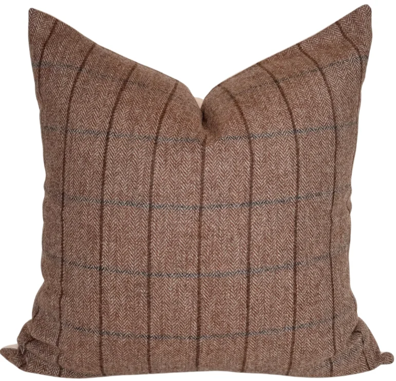 Brown Rustic Wool Windowpane Pillow Cover