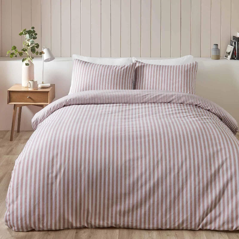 Brushed Stripe Duvet Cover Set Blush