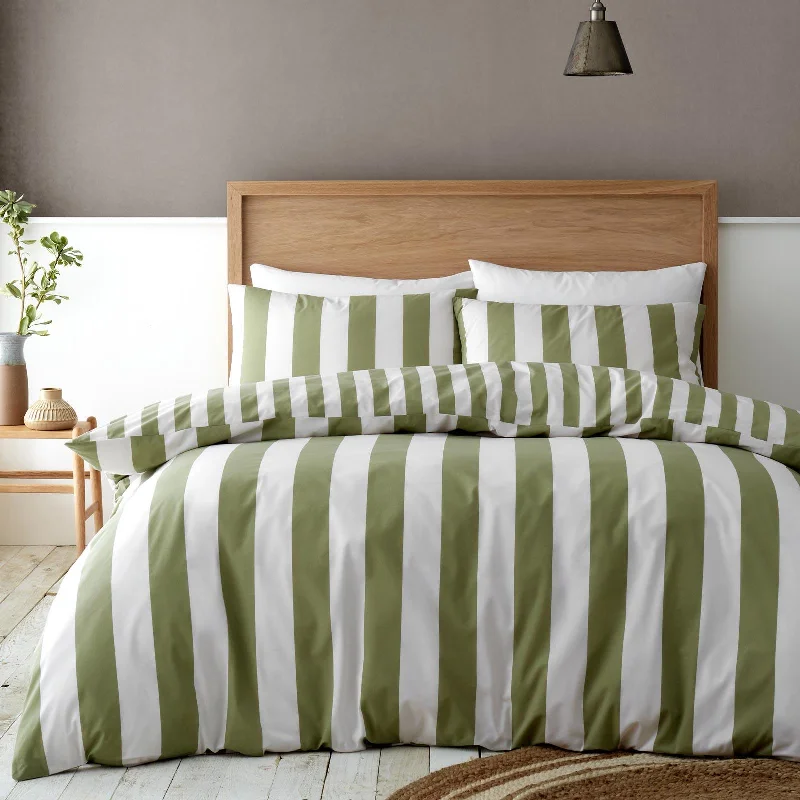 Cove Stripe Duvet Cover Set Green