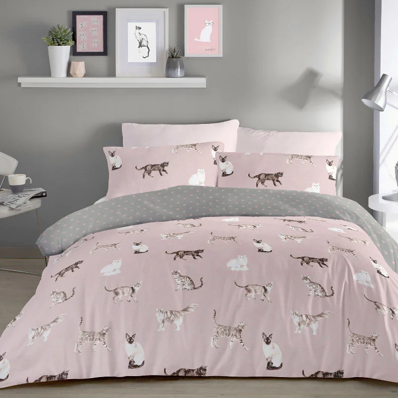 Cats Duvet Cover Set Blush