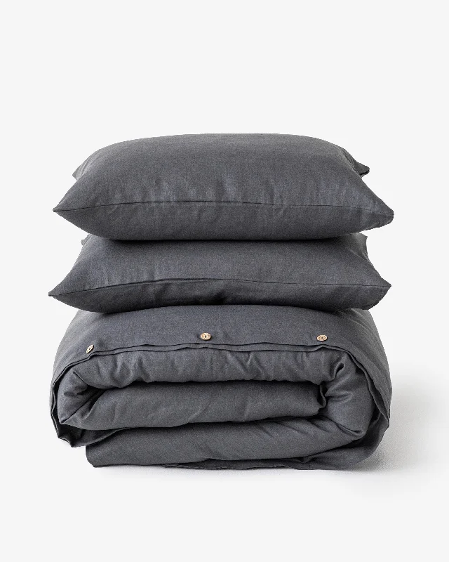 Charcoal gray linen duvet cover set (3 pcs)