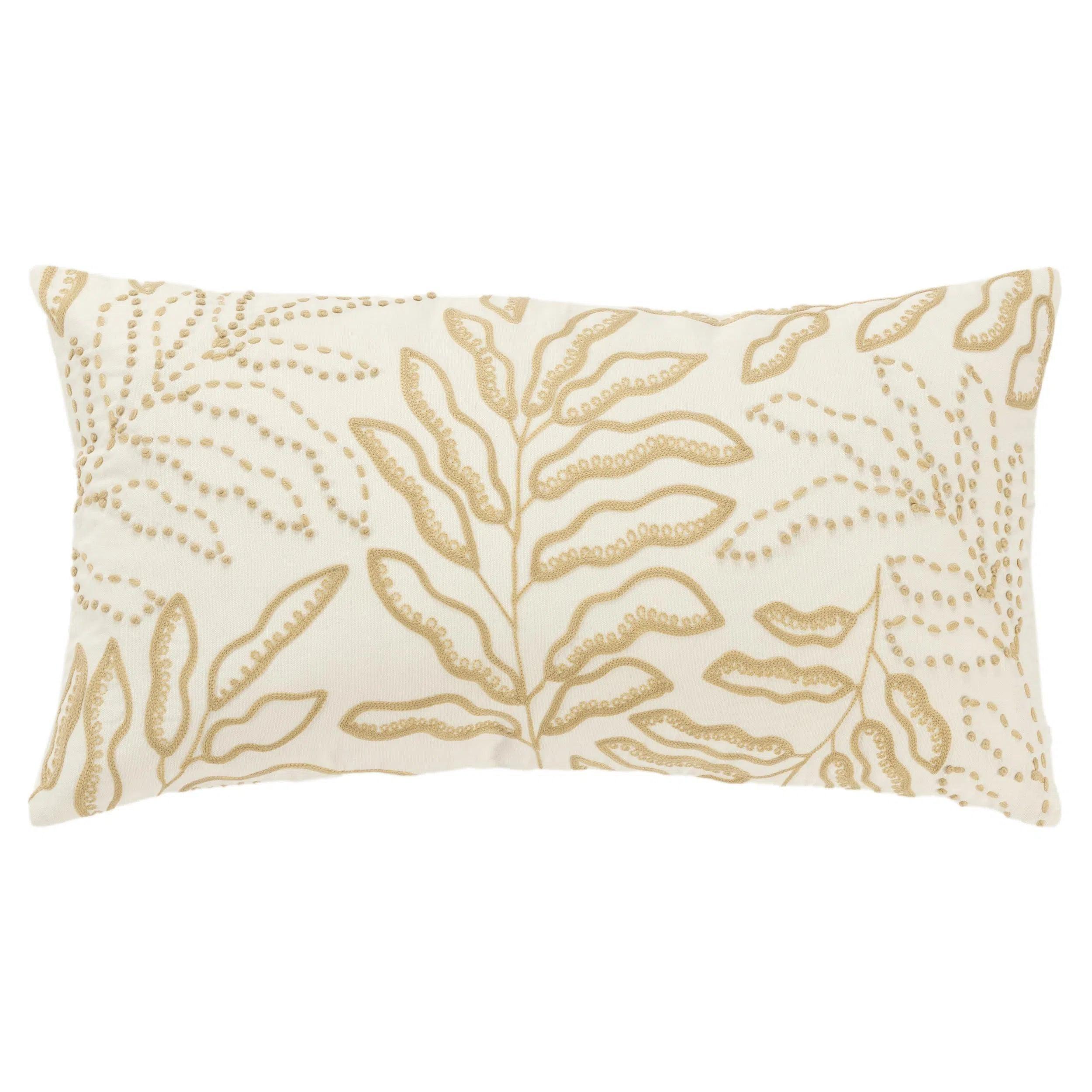 Embroidered Botanical Long Lumbar Pillows For Bed