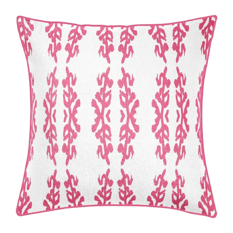 Coral Gardens Embroidered 22x22 Pillow, Hot Pink