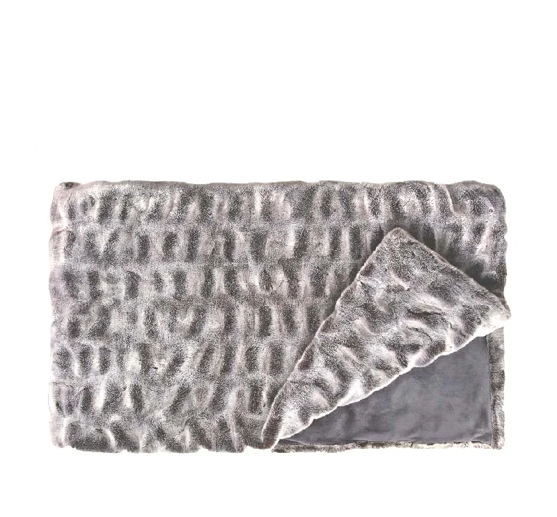 Couture Glacier Grey Mink Faux Fur Throws