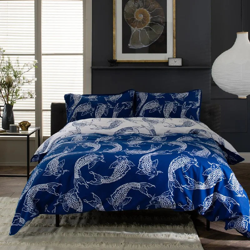 Deyongs Dancing Koi  Deluxe Thread Count Cotton Duvet Cover Set