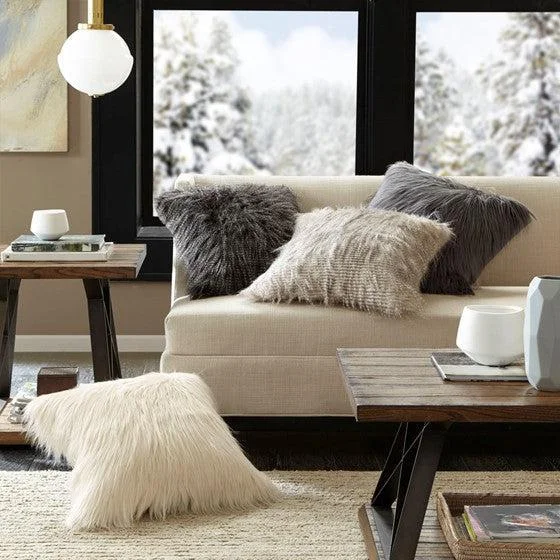 Edina Faux Fur Square Pillow