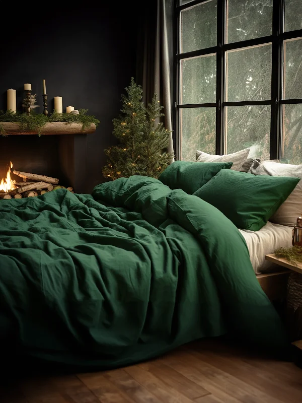 Forest green duvet cover