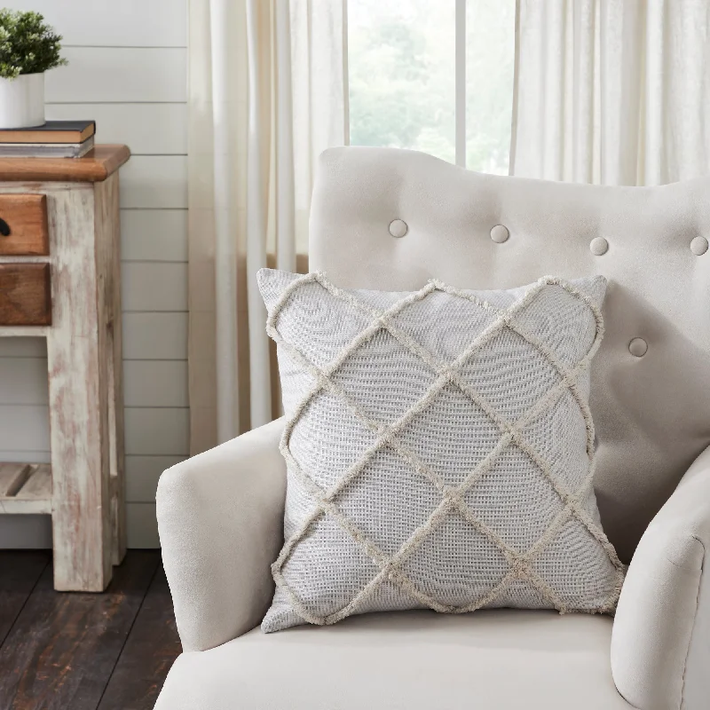 Frayed Lattice Oatmeal Pillow 20x20 **BACKORDERED UNTIL DECEMBER 2024**