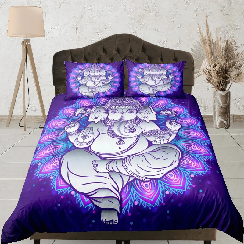 Ganesha Duvet Cover Set Elephant Decor, Indian Decor Hindu Gift Bedding Set, Bedding