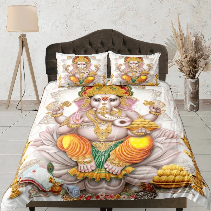 Ganesha Duvet Cover Set Indian Decor, Bedspread Elephant Gift Bedding Set