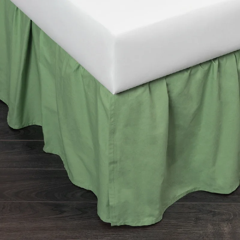 Green Brighton Cotton 24-inch Drop 3 Piece Tuck In Bed Skirt