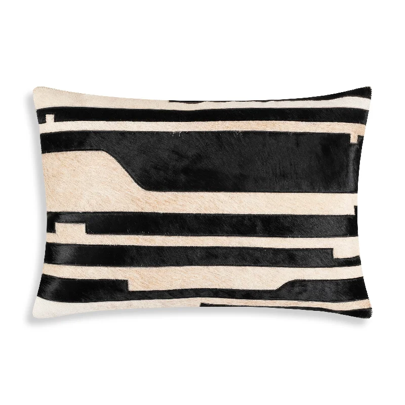 Hudson Black Hide Lumbar Pillow