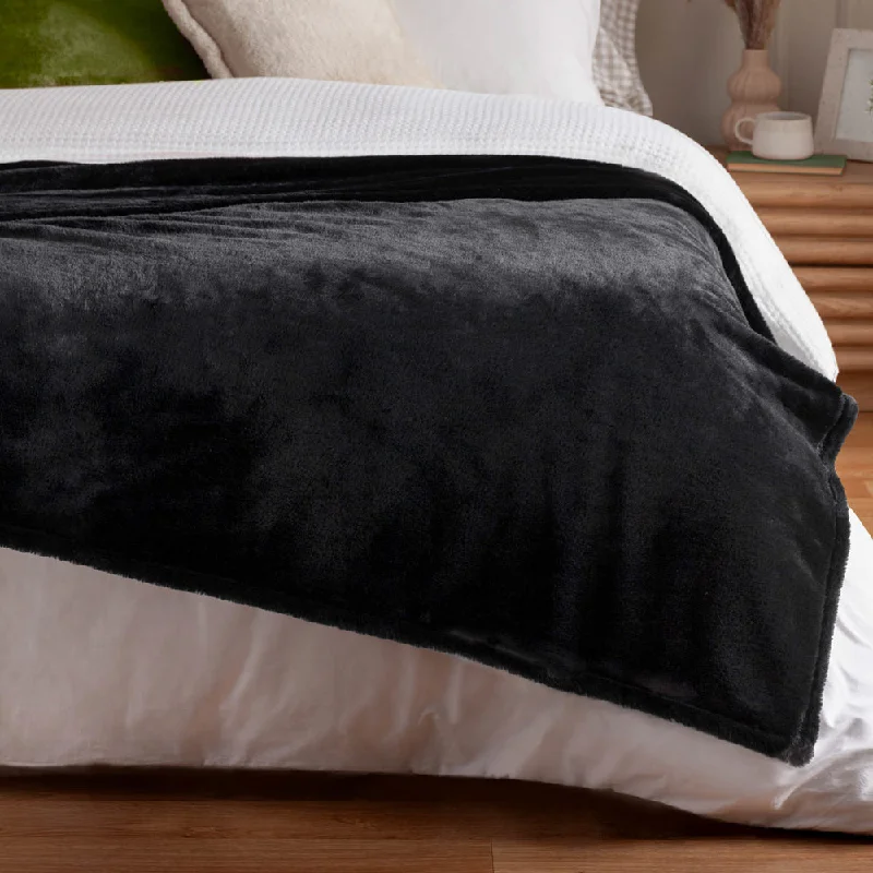 Kallu Double-Sided Faux-Fur Throw Black