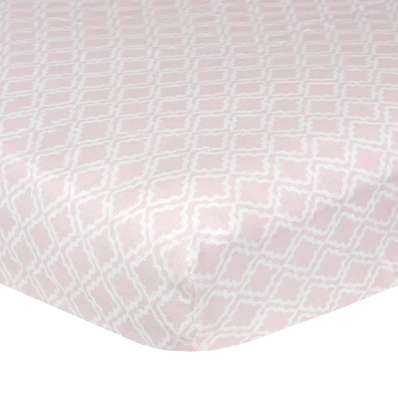 Keepsake Pink Diamond Fitted Linen Crib Sheet