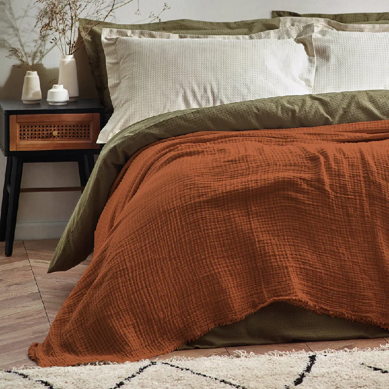 Lark Muslin Cotton Oversized Throw Pecan