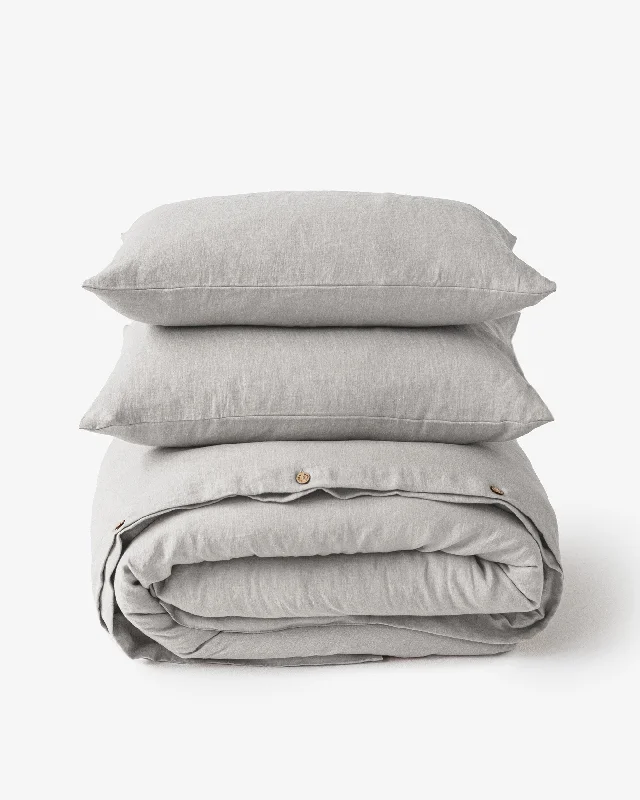 Light gray linen duvet cover set (3 pcs)