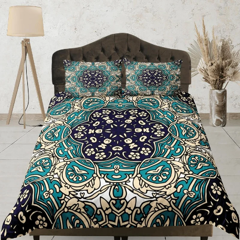 Mandala Bohemian Duvet Cover Set Colorful Bedspread, Dorm Bedding with Pillowcase