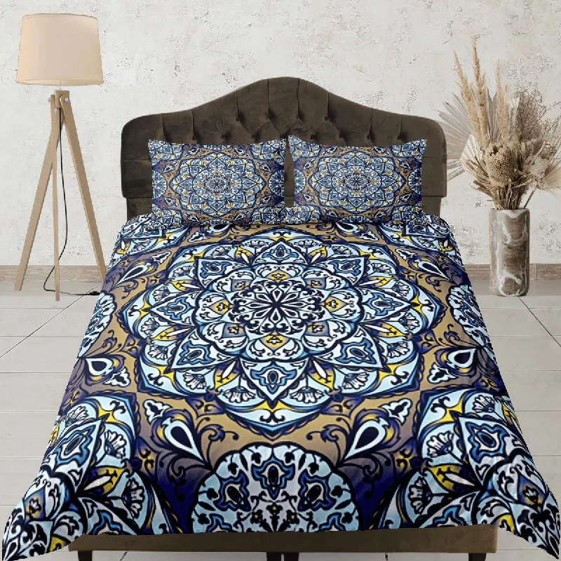 Mandala Bohemian Duvet Cover Set Colorful Bedspread, Dorm Bedding with Pillowcase