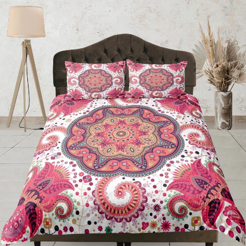 Mandala Bohemian Duvet Cover Set Colorful Bedspread, Dorm Bedding with Pillowcase