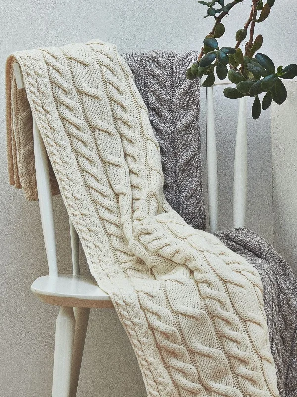 Aran Merino Throw - Natural