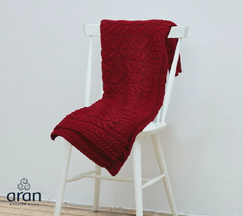 Aran Merino Throw - Red