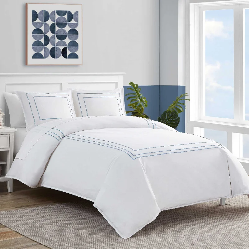 Nautica Alden Blue Full Queen Duvet Cover Set