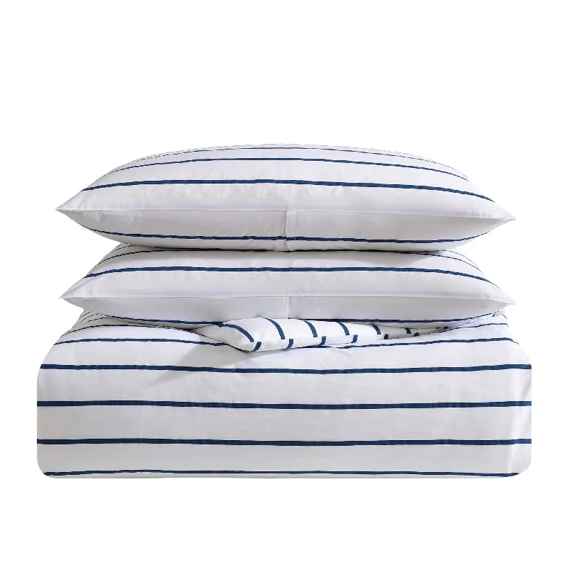 Nautica Brenton Stripe Navy Full/Queen Duvet Cover Set