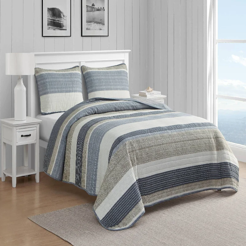 Nautica Ridgeport Beige King Reversible Quilt And Sham Set