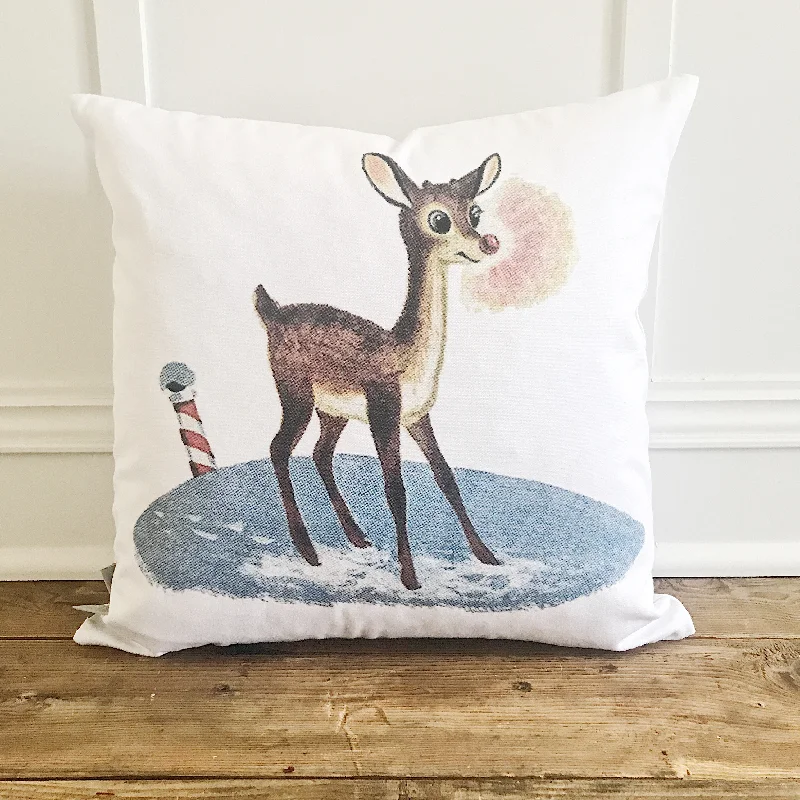 Vintage North Pole Rudolph Pillow Cover