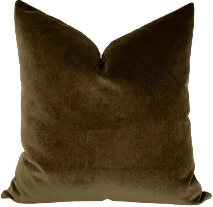 Olive Green Velvet Pillow Cover