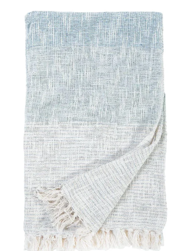 Pom Pom at Home Isla Handwoven Oversized Throw - Ivory/French Blue