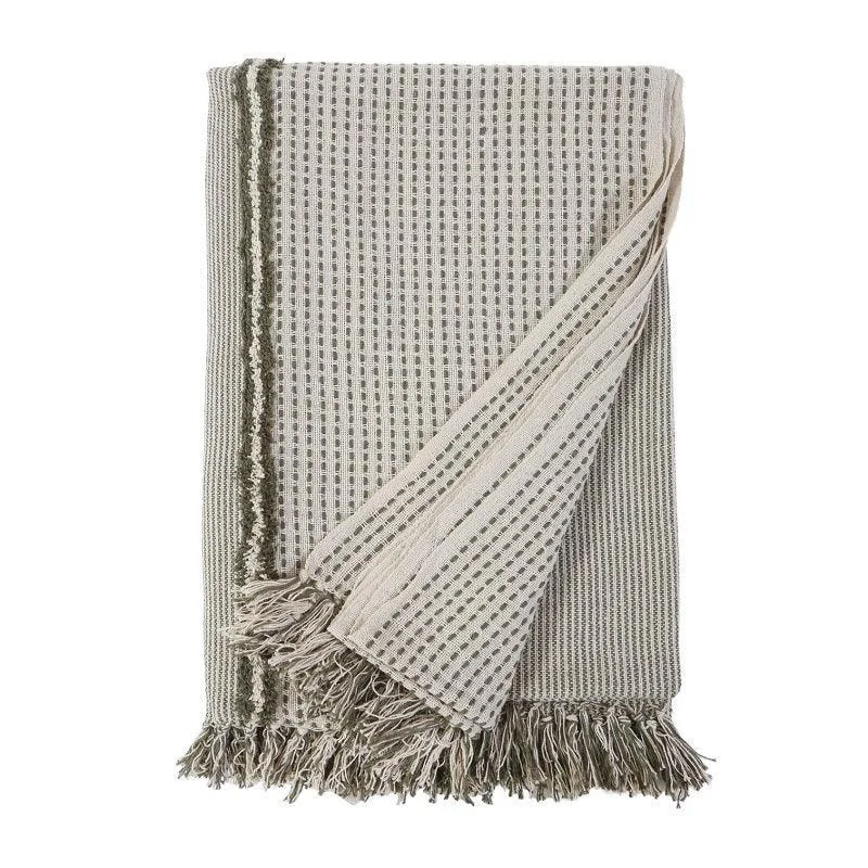 Pom Pom at Home Jagger Ivory/Moss Oversized Throw