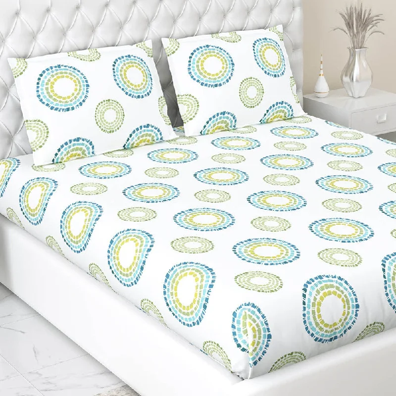 Radiant Circles 100% Cotton Single Bedsheet, 144 TC