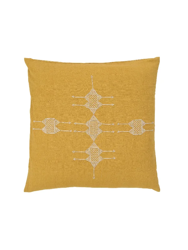 Rufia Yellow Embroidered Pillow