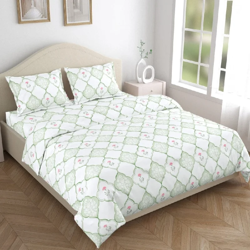 Sage Trellis 186 TC Cotton 100% Printed Flat King Bedsheet