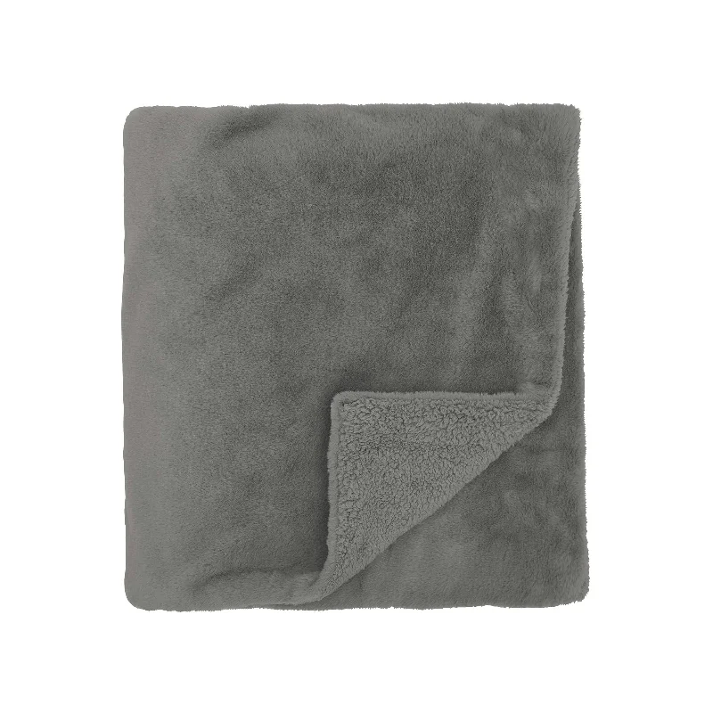 Skye Faux Fur Throw, Storm Grey