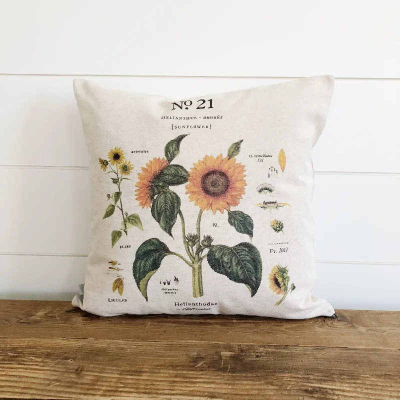 Sunflower Botanical Pillow Cover