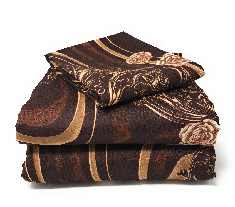 Tache Melted Gold Brown Floral Duvet Cover Twin (2815)