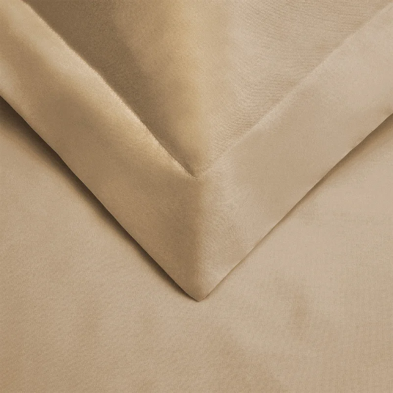 Tan Twin Cotton Blend 300 Thread Count Washable Duvet Cover Set