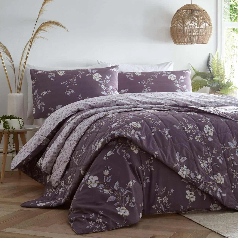 Yasmina Duvet Cover Set Plum Single